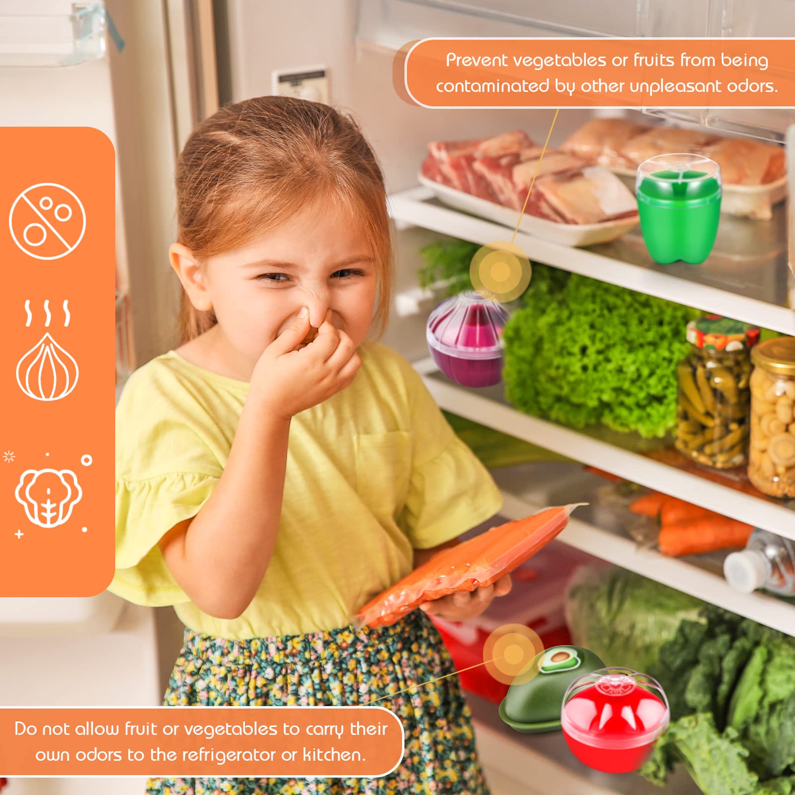 Patelai 4 Pieces Fruit And Vegetable Storage Containers For Fridge, Onion Holder Storage Avocado Green Pepper Tomato And Onion K